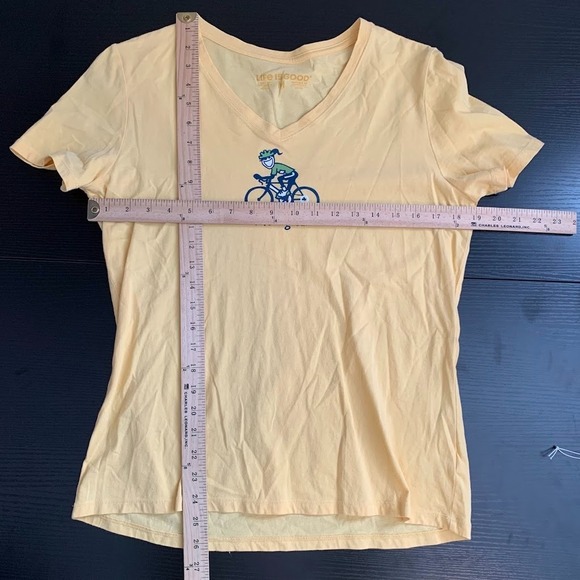 Life is Good Yellow Crusher V-neck Biking Short Sleeve Shirt Women's M - Picture 7 of 7